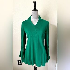 Isaac Mizrahi (QVC collection) tulip sleeve sweater green size XS NWT